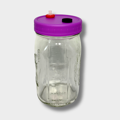 Liquid culture jar kit with modified lid and magnetic stir bar